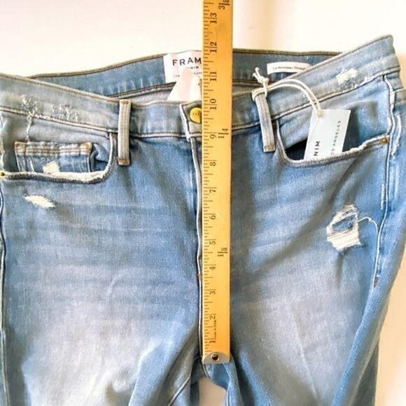 NWT FRAME Le Nouveau Distressed Ankle Straight Leg Jeans, light wash - Picture 12 of 13